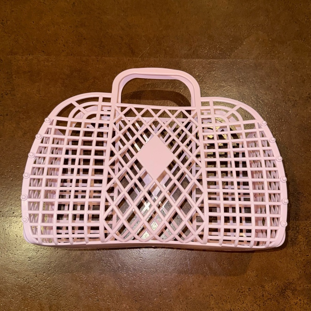 Pink Woven Tote Bag